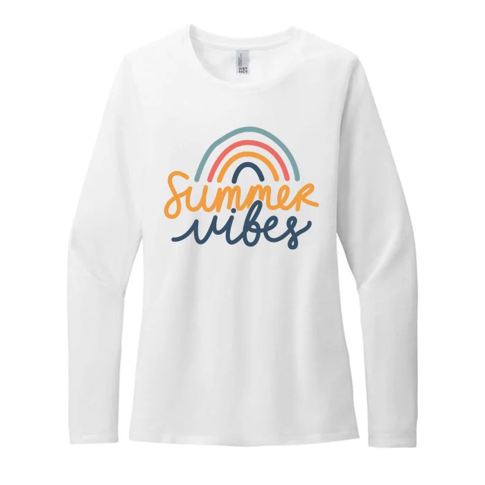 Summer Vibes Rainbow Cute Womens CVC Long Sleeve Shirt