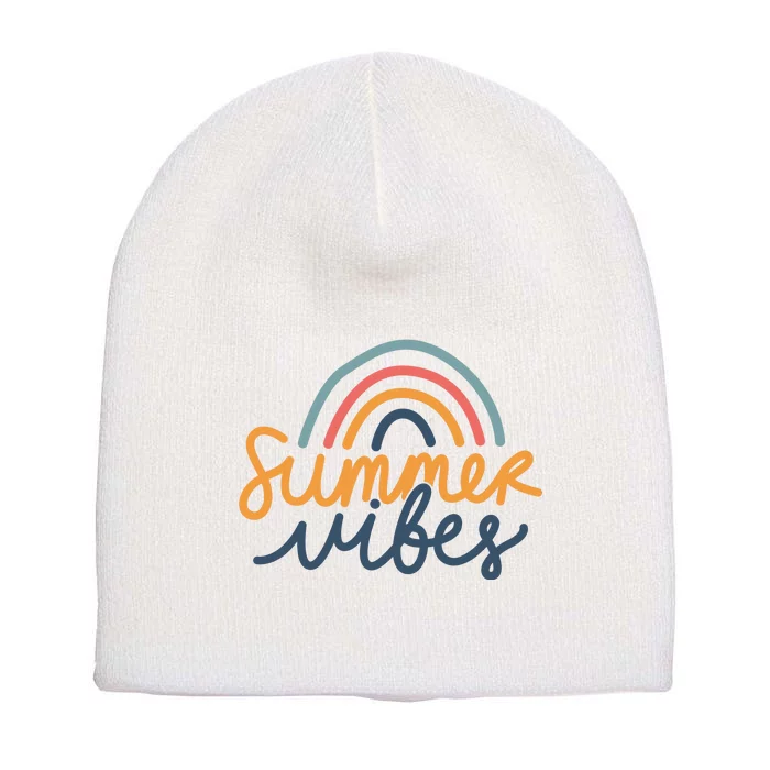 Summer Vibes Rainbow Cute Short Acrylic Beanie