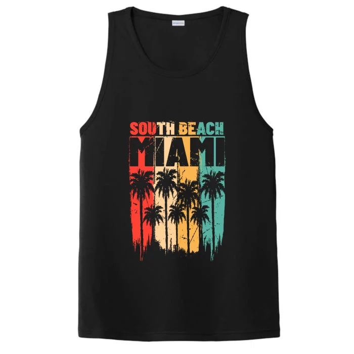 Surfing Vintage South Beach Miami Summer Gift Performance Tank