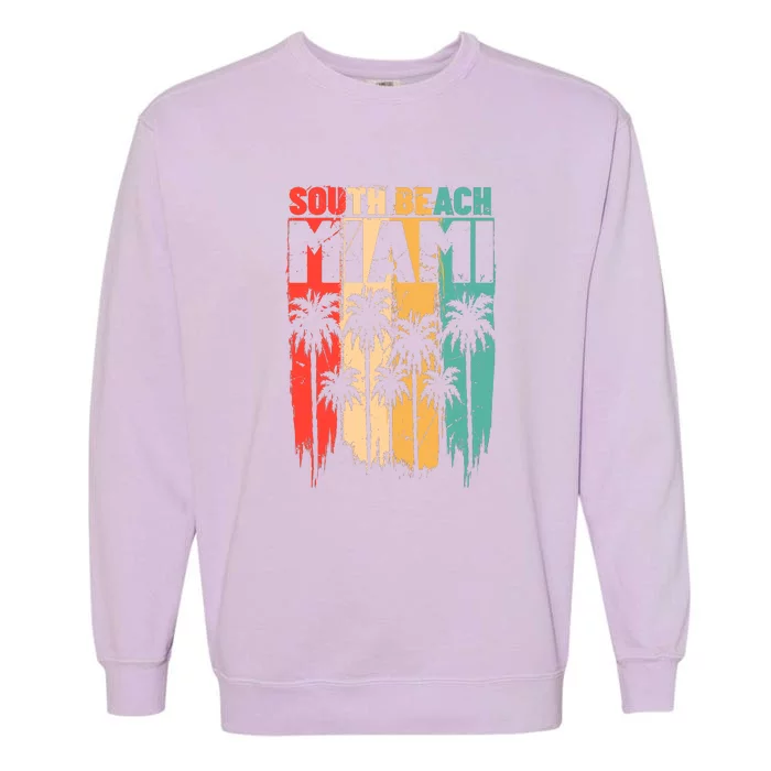 Surfing Vintage South Beach Miami Summer Gift Garment-Dyed Sweatshirt