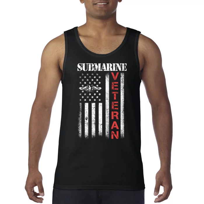 Submarine Veteran Silent Service American Flag Patriotic Gift Tank Top