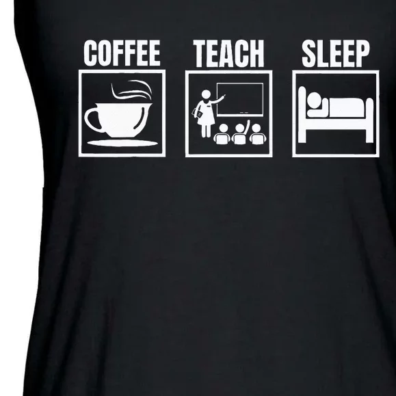 Special Visual Schedule Coffee Teach Sleep Ed Teacher Day Ladies Essential Flowy Tank