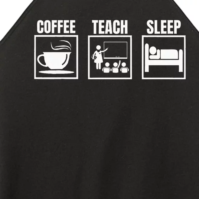 Special Visual Schedule Coffee Teach Sleep Ed Teacher Day Women’s Perfect Tri Rocker Tank