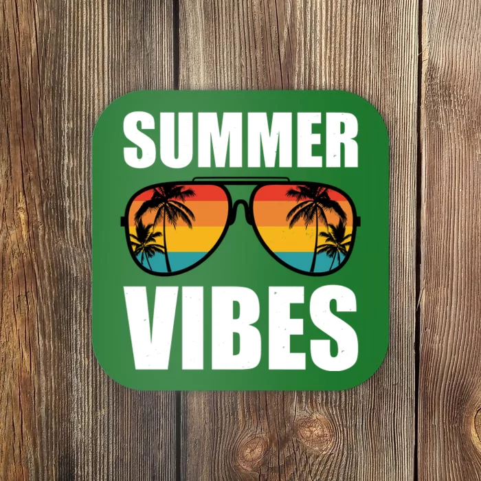 Summer Vibes Sunset Beach Tropical Coaster