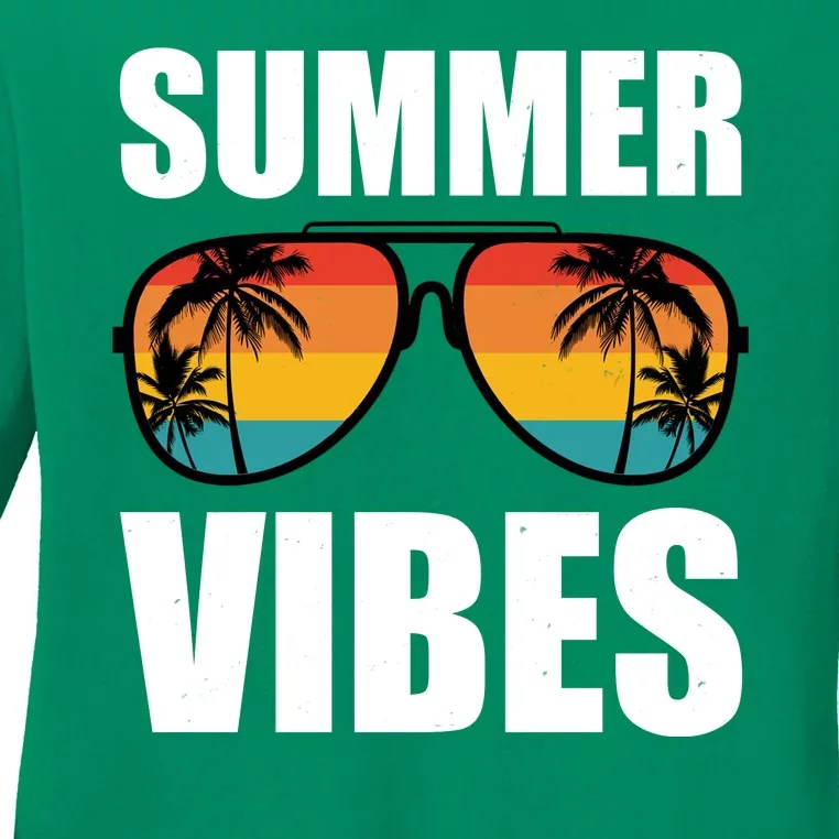 Summer Vibes Sunset Beach Tropical Ladies Long Sleeve Shirt