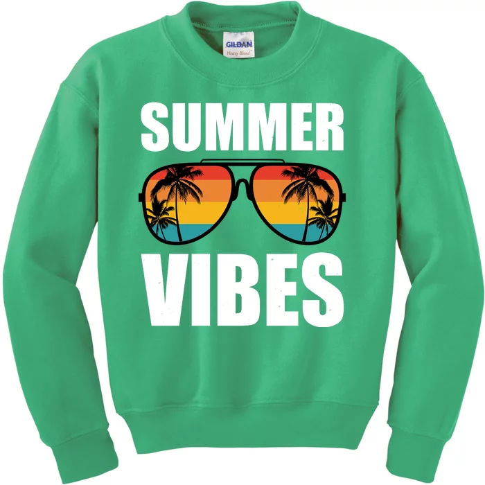 Summer Vibes Sunset Beach Tropical Kids Sweatshirt