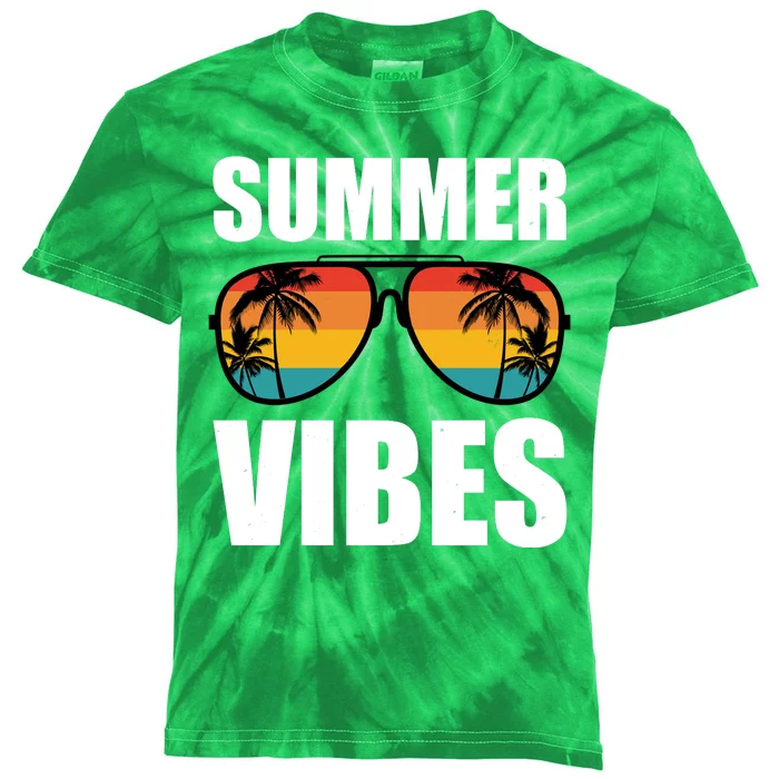 Summer Vibes Sunset Beach Tropical Kids Tie-Dye T-Shirt