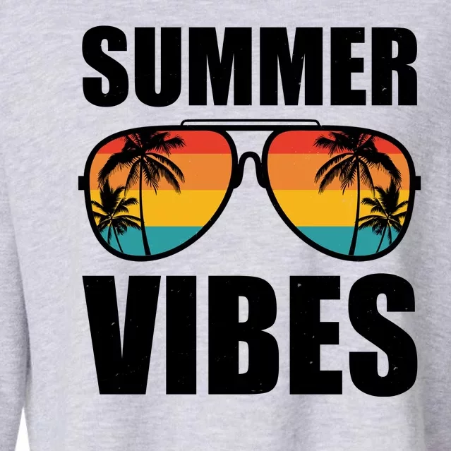 Summer Vibes Sunset Beach Tropical Cropped Pullover Crew