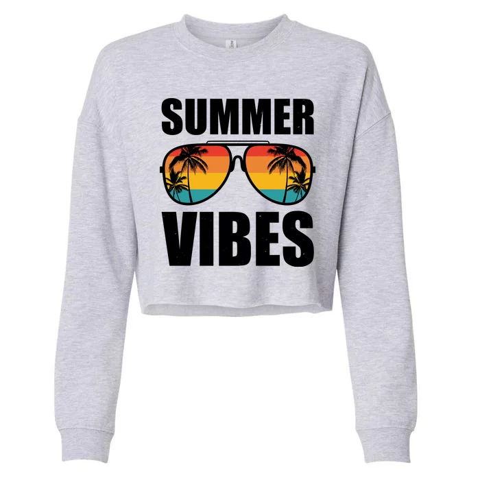 Summer Vibes Sunset Beach Tropical Cropped Pullover Crew