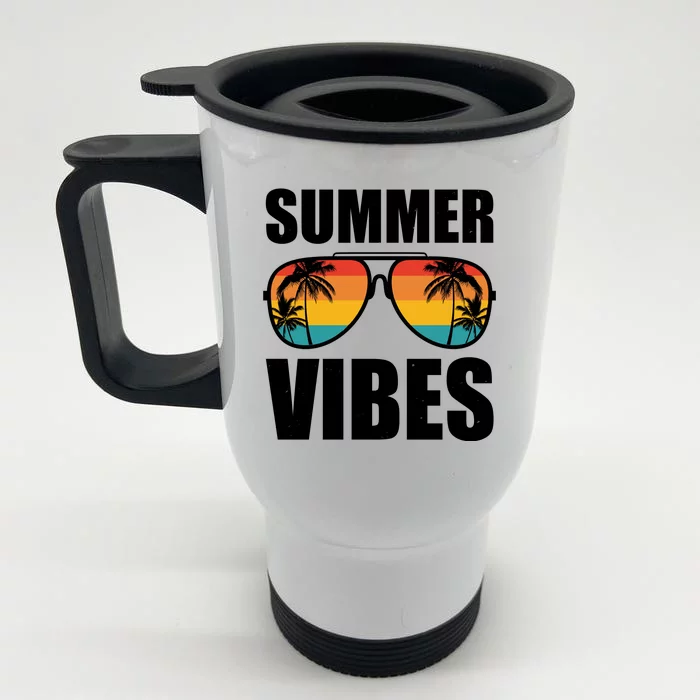 Summer Vibes Sunset Beach Tropical Front & Back Stainless Steel Travel Mug