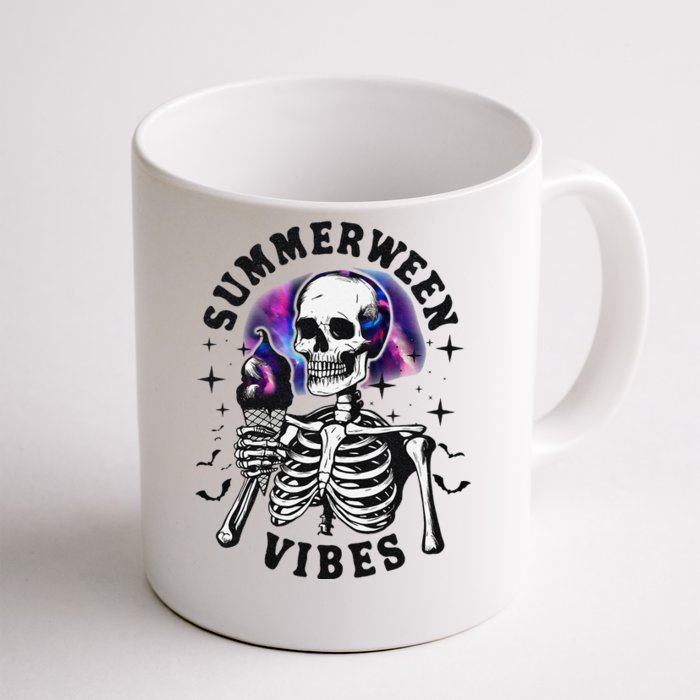 Summerween Vibes Skeleton Ice Cream Summer Halloween Party Front & Back Coffee Mug