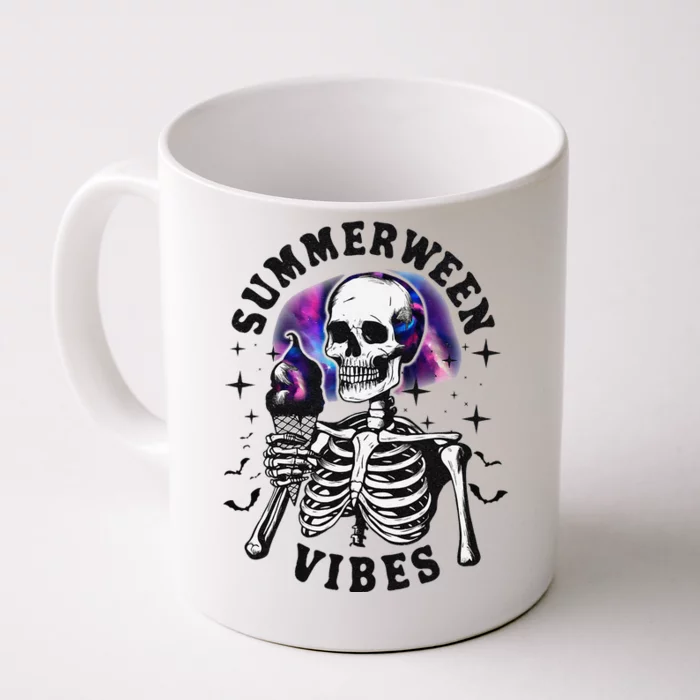 Summerween Vibes Skeleton Ice Cream Summer Halloween Party Front & Back Coffee Mug