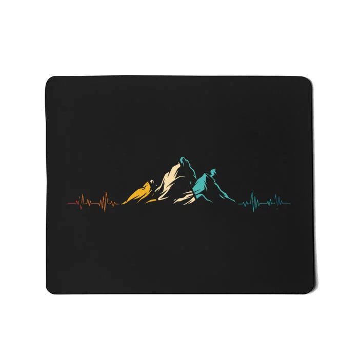 Ski Vintage Skier Heartbeat Mountains Retro Skiing ECG Gifts Mousepad