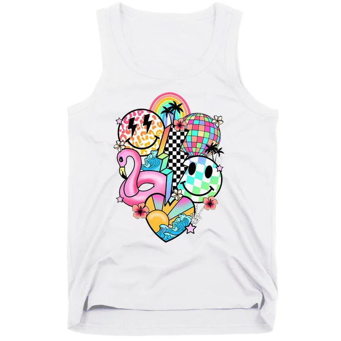 Summer Vibes Smile Face Hello Summer Vacation Tank Top