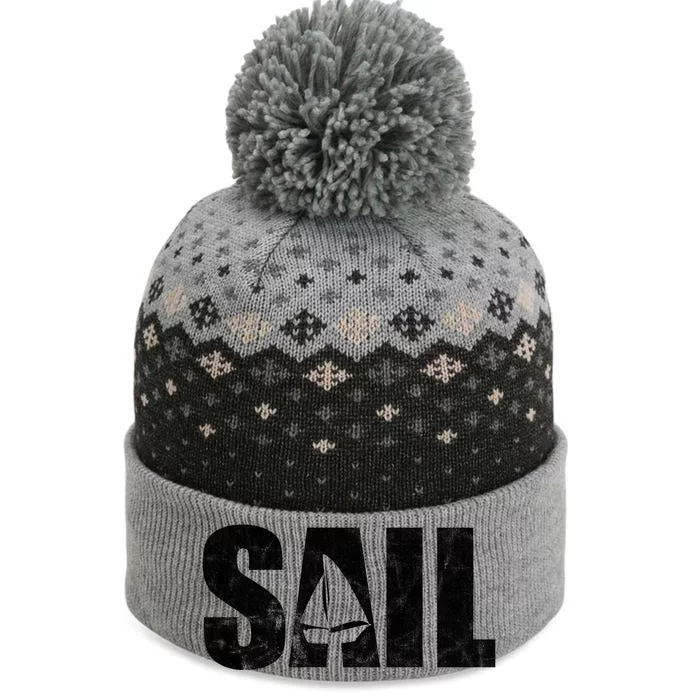 Sail Vintage Sailing Boat The Baniff Cuffed Pom Beanie