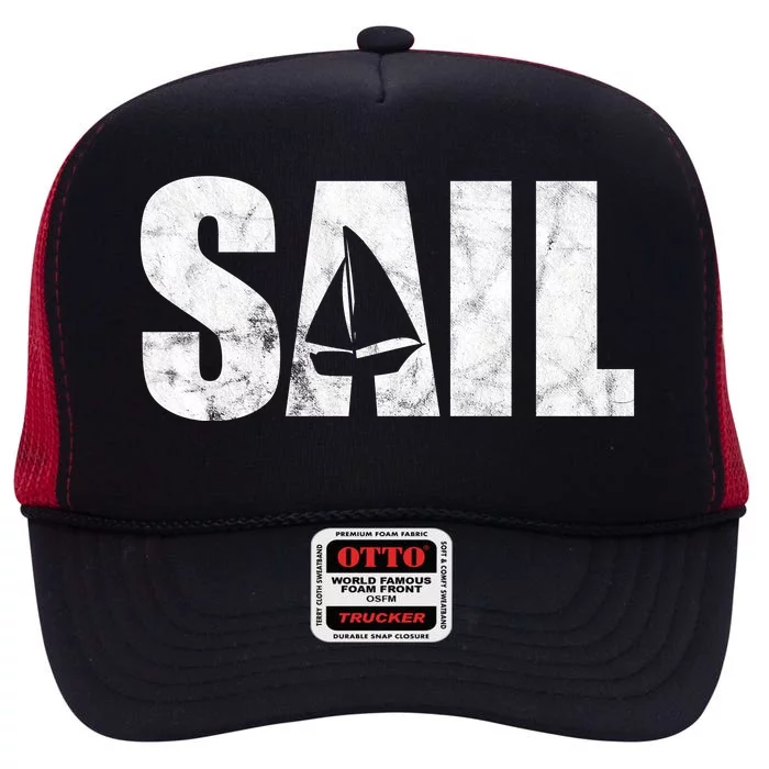 Sail Vintage Sailing Boat High Crown Mesh Trucker Hat