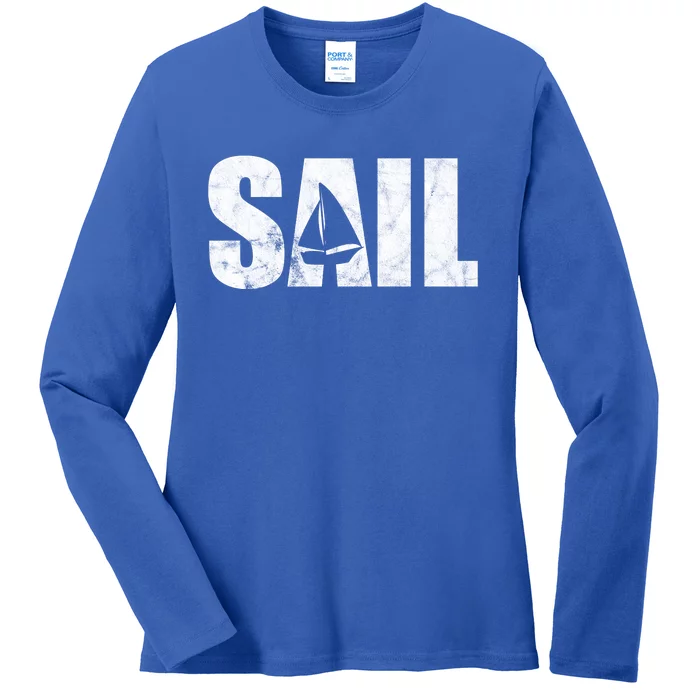 Sail Vintage Sailing Boat Ladies Long Sleeve Shirt