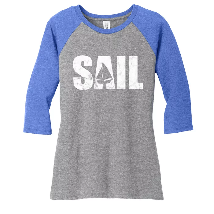 Sail Vintage Sailing Boat Women's Tri-Blend 3/4-Sleeve Raglan Shirt