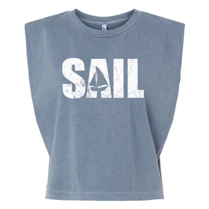 Sail Vintage Sailing Boat Garment-Dyed Women's Muscle Tee