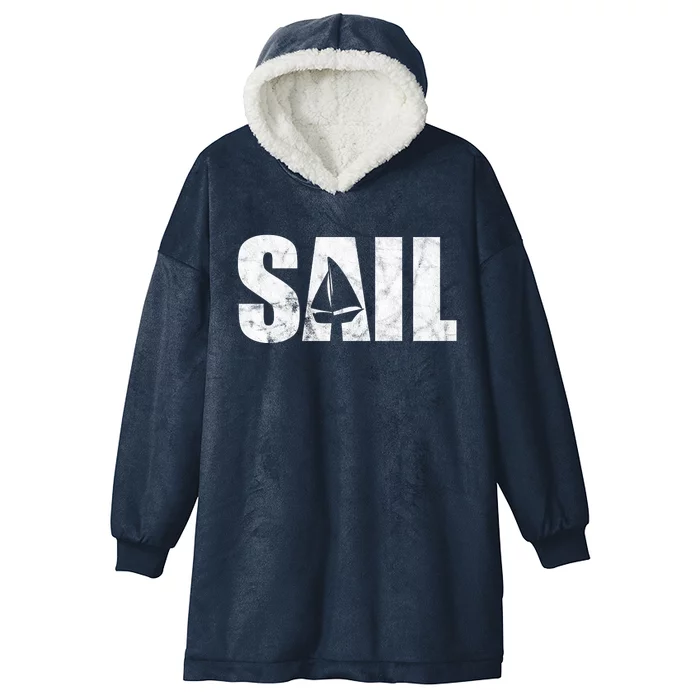 Sail Vintage Sailing Boat Hooded Wearable Blanket