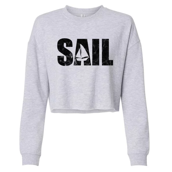 Sail Vintage Sailing Boat Cropped Pullover Crew