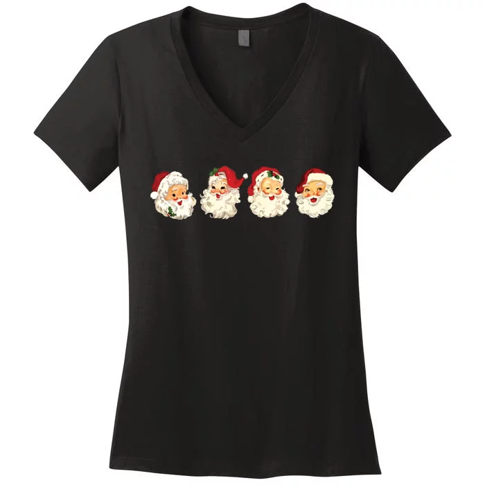 Santa Vintage Santa Long Sleeve Women's V-Neck T-Shirt