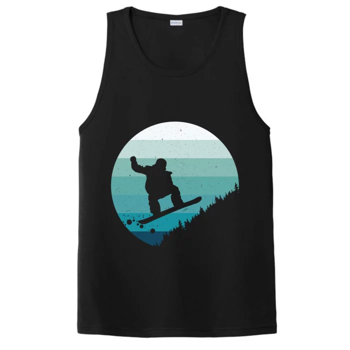 Snowboard Vintage Snowboarder Snow Winter Snowboarding Gift Performance Tank