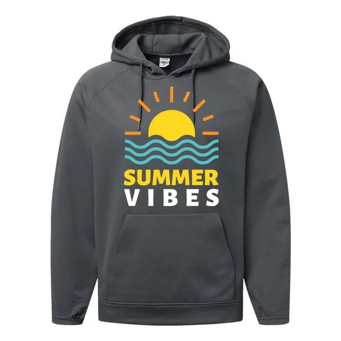 Summer Vibes Sunset Ocean Performance Fleece Hoodie