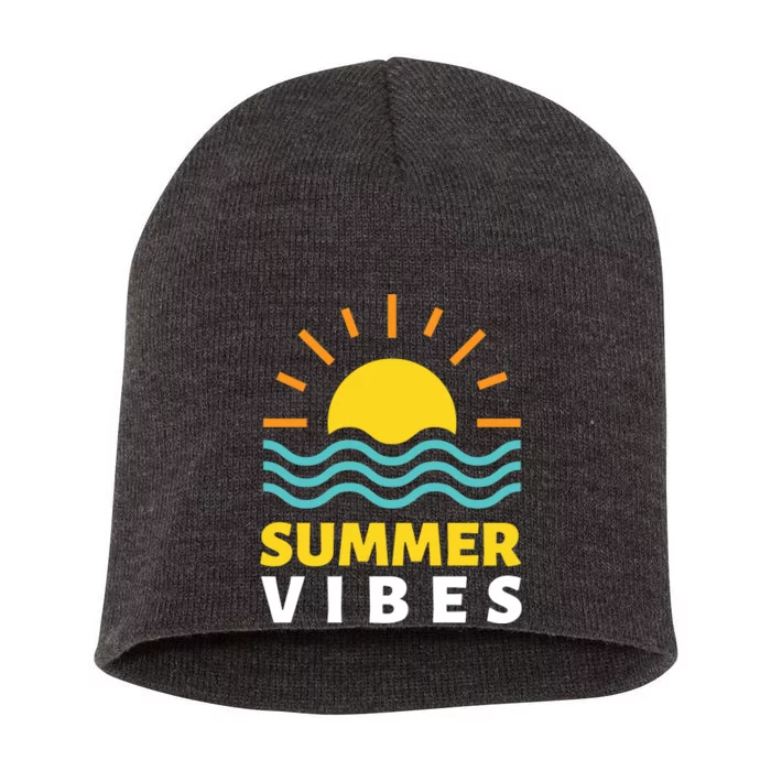 Summer Vibes Sunset Ocean Short Acrylic Beanie