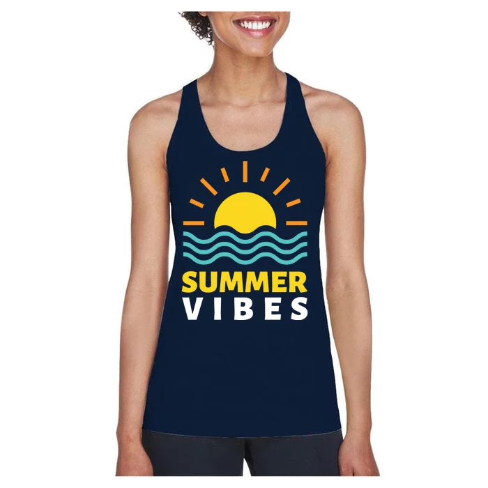 Summer Vibes Sunset Ocean Women's Racerback Tank