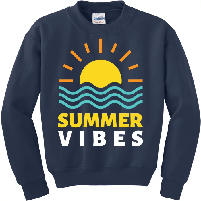 Summer Vibes Sunset Ocean Kids Sweatshirt