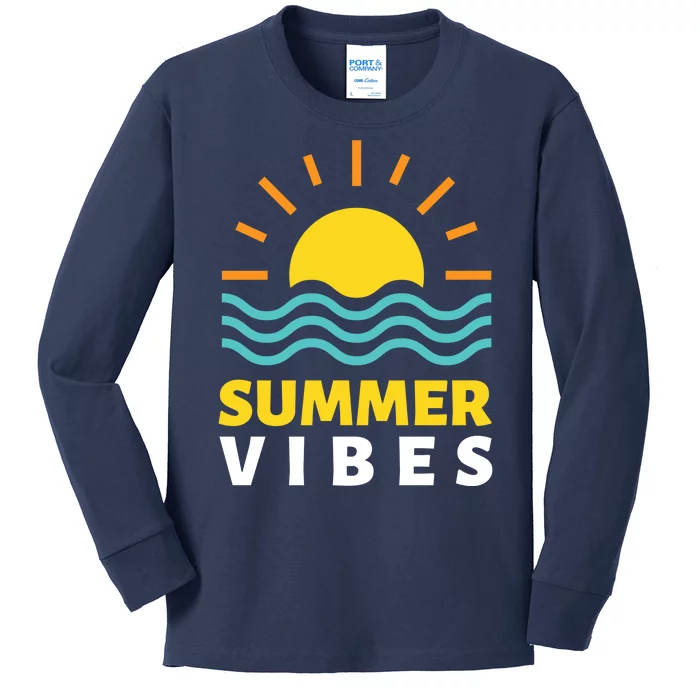 Summer Vibes Sunset Ocean Kids Long Sleeve Shirt