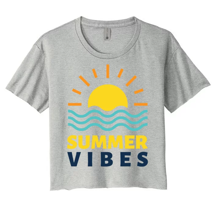 Summer Vibes Sunset Ocean Women's Crop Top Tee