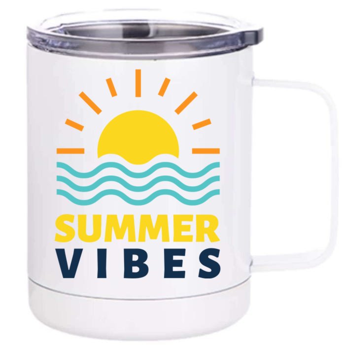 Summer Vibes Sunset Ocean Front & Back 12oz Stainless Steel Tumbler Cup