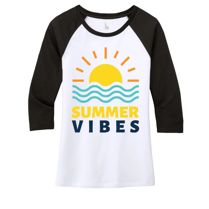 Summer Vibes Sunset Ocean Women's Tri-Blend 3/4-Sleeve Raglan Shirt