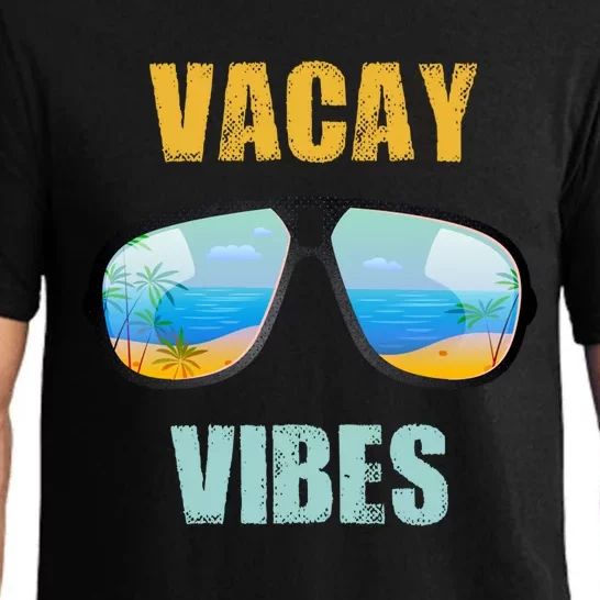 Sunglasses Vacay Summer Vacation Vibes Beach Palms Cruise Gift Pajama Set