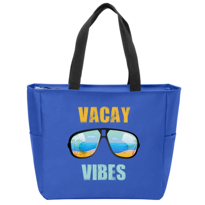 Sunglasses Vacay Summer Vacation Vibes Beach Palms Cruise Gift Zip Tote Bag