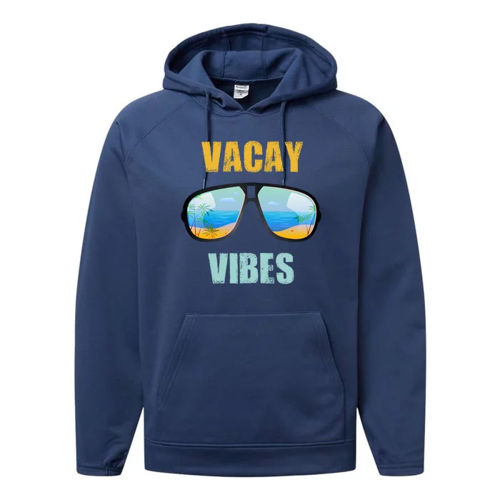 Sunglasses Vacay Summer Vacation Vibes Beach Palms Cruise Gift Performance Fleece Hoodie