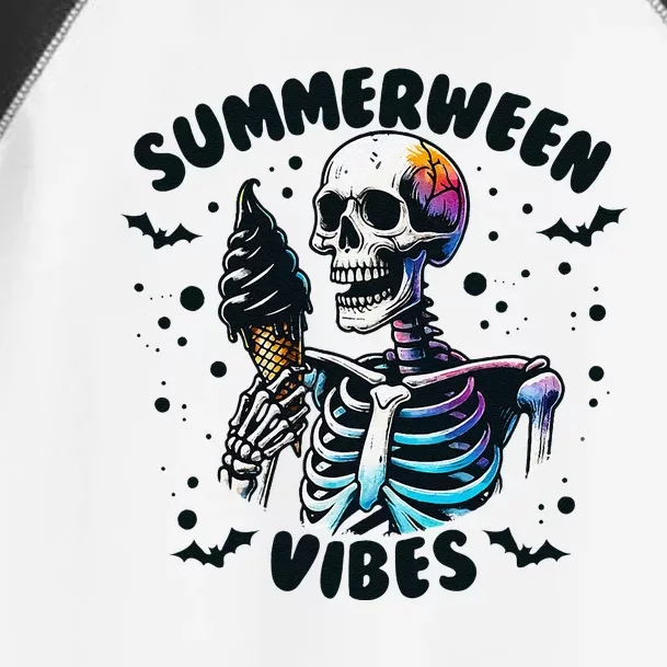 Summerween Vibes Skeleton Ice Cream Summer Vacation Funny Gift Toddler Fine Jersey T-Shirt