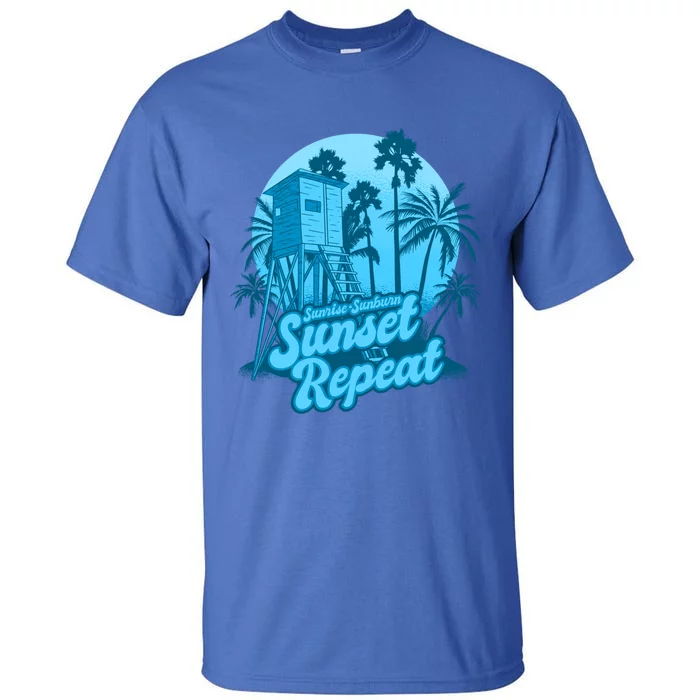 Summer Vacation Sunrise Sunburn Sunset Repeat Gift Tall T-Shirt