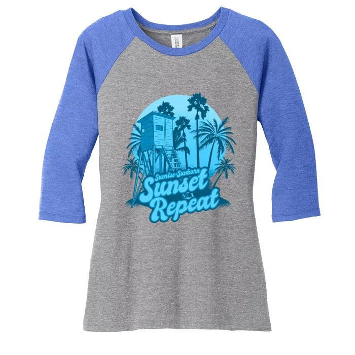 Summer Vacation Sunrise Sunburn Sunset Repeat Gift Women's Tri-Blend 3/4-Sleeve Raglan Shirt