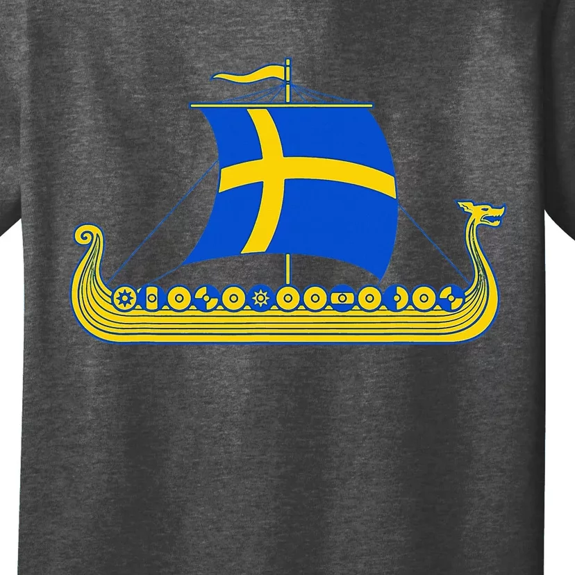 Swedish Viking Ship Sverige Sweden Flag Boat Viking T-Shirt