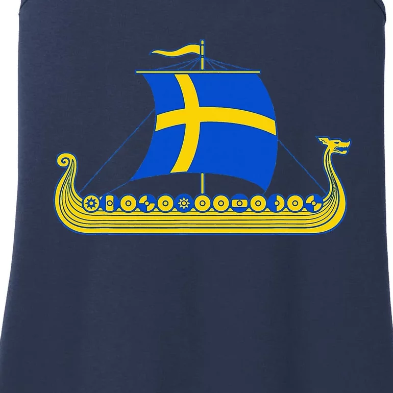 Swedish Viking Ship Sverige Sweden Flag Boat Viking Ladies Essential Tank