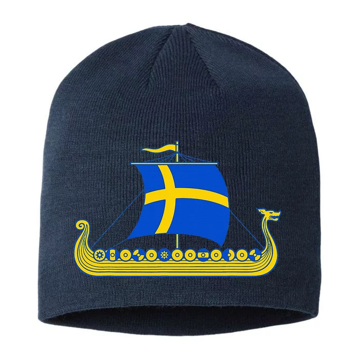 Swedish Viking Ship Sverige Sweden Flag Boat Viking 8 1/2in Sustainable Knit Beanie