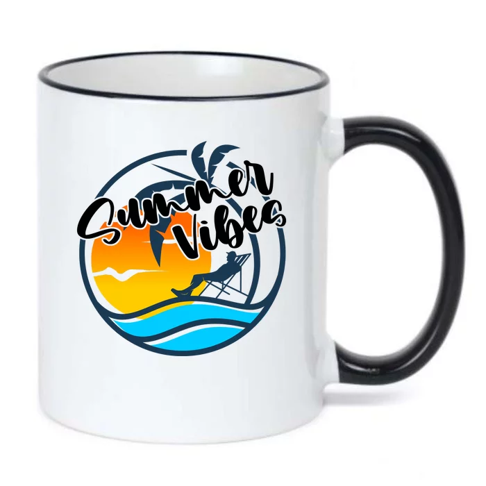 Summer Vibes Sunset Beach Tropical Black Color Changing Mug