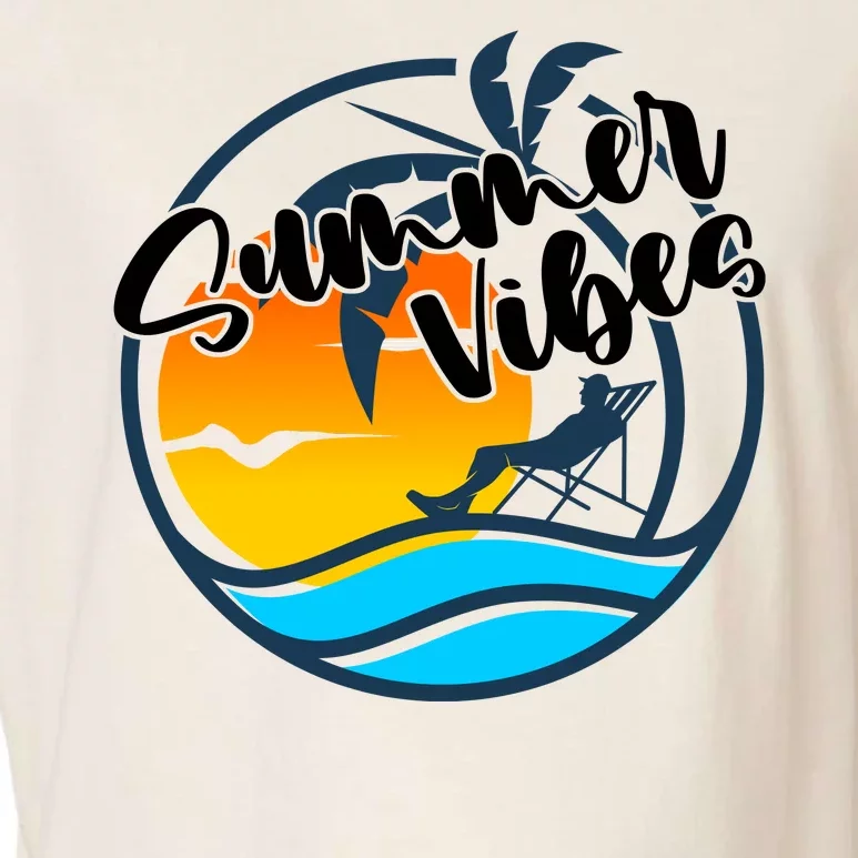 Summer Vibes Sunset Beach Tropical Garment-Dyed Women's Muscle Tee