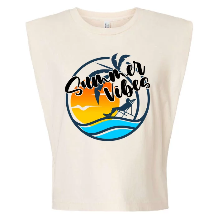 Summer Vibes Sunset Beach Tropical Garment-Dyed Women's Muscle Tee