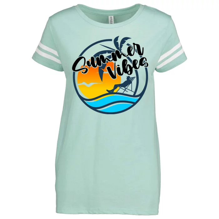 Summer Vibes Sunset Beach Tropical Enza Ladies Jersey Football T-Shirt