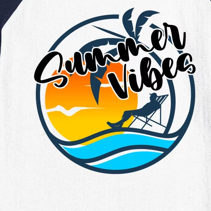 Summer Vibes Sunset Beach Tropical Baseball Sleeve Shirt