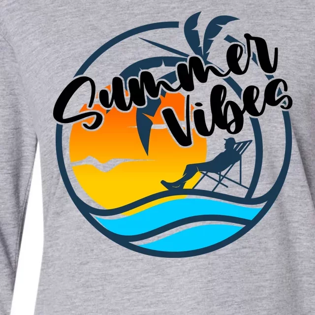 Summer Vibes Sunset Beach Tropical Womens Cotton Relaxed Long Sleeve T-Shirt